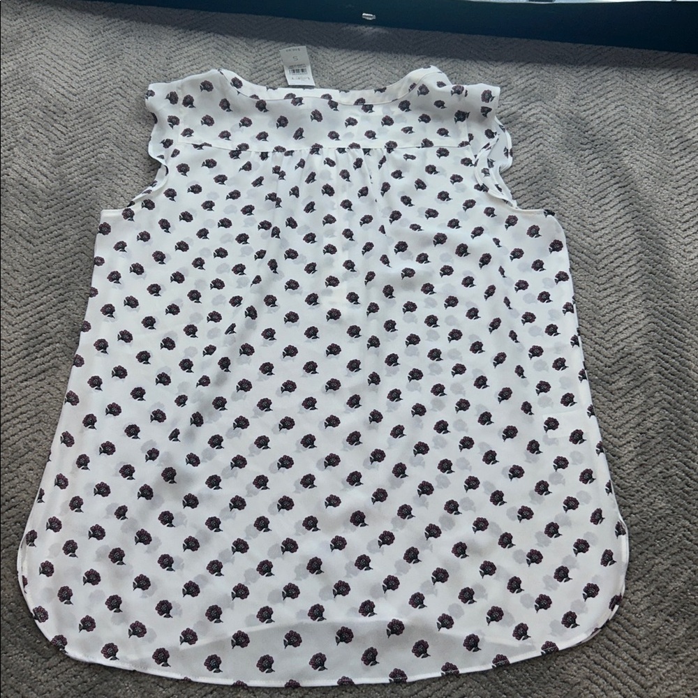 New LOFT Outlet Sleeveless Floral Blouse White Pink Size Small Lightweight Top - Picture 5 of 8